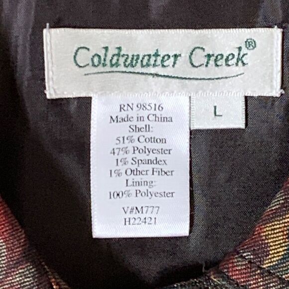 Coldwater Creek Jacket LARGE Multi Color Lined Artsy Long Sleeve Button Up - Picture 16 of 16